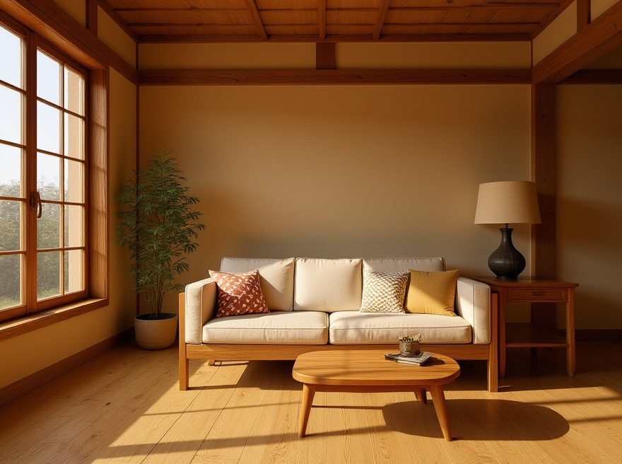 The same room redesigned in Japandi